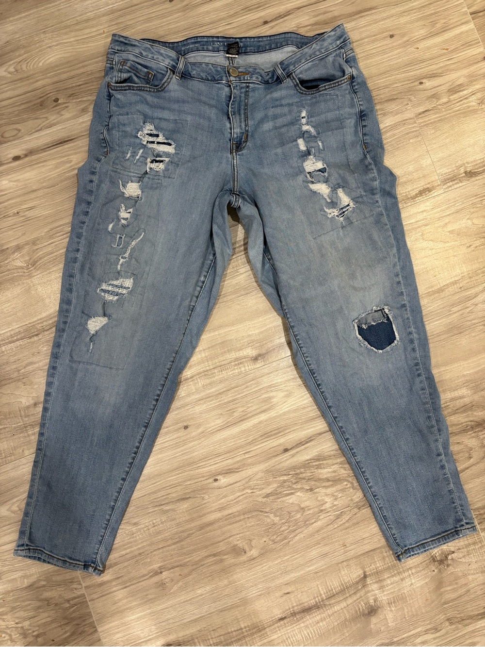 Lane Bryant Light Blue Distressed Boyfriend Jeans